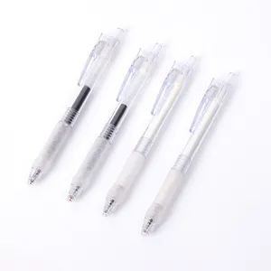 Semplice penna rollerball trasparente per ufficio e per studenti penne cancelleria 0.5mm nero gel penne a inchiostro personalizzate con logo