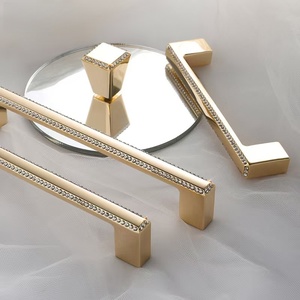 Poignée de meuble en alliage de zinc massif, finition cristal, couleur or, pour armoire, et boutons de tiroir chromés noirs – Offre Spéciale - Product Image 5