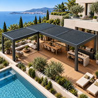 Pergola extérieure rétractable en aluminium avec toit pliant motorisé, pavillon pour hôtel, restaurant et usage professionnel
