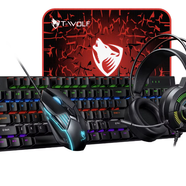 Hot Sale 4IN1 Mechanical Keyboard Gaming Headphones Gaming Mouse Mousepad Game Set RGB Gaming Keyboard Set for E-sport Game