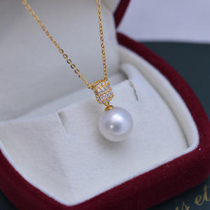 Collar con Colgante de Perla Redonda de Agua Dulce Blanca de 11-12 mm, Estilo Edison, Luz Intensa con Pequeños Defectos, Collar de Plata S925 - Product Image 2