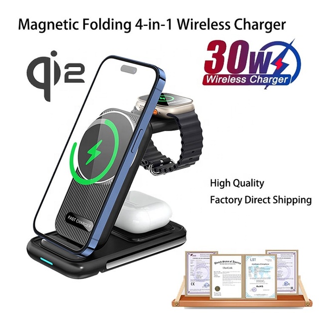 Praiser V21 4-in-1 Smart Wireless Charger & Power Bank Travel Magnetic Stand for iPhone for Phones Laptops Smart Watches