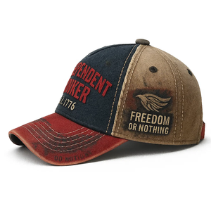 Gorra de béisbol de dos tonos de 5 paneles de alta calidad, logotipo bordado personalizado, impresión dibujada a mano, algodón lavado, estilo desgastado - Product Image 6