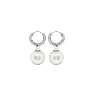 Pendientes Colgantes Chapados en Oro para Mujer E4553 con Bola de Perla de Imitación, Joyería Clásica para Fiestas - Product Image 1