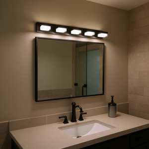 โคมไฟติดผนังห้องน้ำเหล็กสีดำ 5 ดวง รุ่นโมเดิร์น ไฟ LED แสงวอร์มไวท์ ปรับความสว่างได้ รุ่น D0100XU44CV - Product Image 2