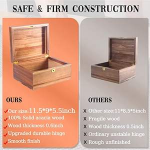 Personalizado Marrom Escuro Caixas De Armazenamento De Madeira Sólida e Dobrável Caixa De Madeira Diferentes Estilos Arborizado Embalado Boxe - Product Image 6