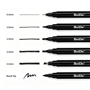 Set di 6 Penne Calligrafiche di Alta Qualità con Punta a Pennello e Inchiostro Nero, Personalizzabili con LOGO, <span class=keywords><strong>per</strong></span> <span class=keywords><strong>Lettering</strong></span>, Disegno e Illustrazioni - Product Image 1