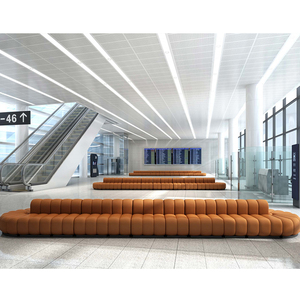 طقم أثاث تجاري من مواد اصلية للأماكن العامة والصالات التجارية مقعد أريكة للاستراحة على المواقف ذات شكل منحني مقسم لأجزاء للأثاث التجاري - Product Image 6