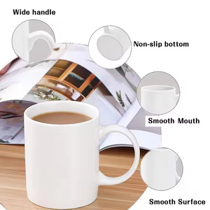 Tazas de Cerámica Blancas de 11 oz al Por Mayor con Asa de Color para Sublimación, Taza Blanca Personalizada para Amantes del Café - Product Image 2