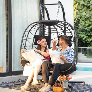 Dwoo Fauteuil <span class=keywords><strong>suspendu</strong></span> <span class=keywords><strong>double</strong></span> d'extérieur toutes saisons, robuste, pour 2 personnes, type fauteuil œuf - Product Image 2