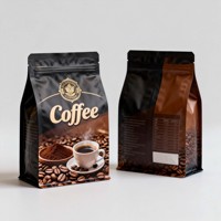 Sacs à fond plat personnalisés imprimés 250g 500g Noir mat pour grains de café avec valve et fermeture éclair Sacs d'emballage pour café
