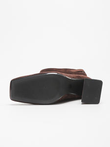 1229-7 özel LOGO güz kış koleksiyonu süet kare ayak kadın çizmeler lüks ayakkabı kadın 9.5 CM kalın Heele diz-yüksek çizme - Product Image 3