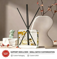 Diffuseur d'Alcool Sans Flamme en Verre 100 ml, Parfum Orchidées Printanières et Bambou Estival, Longue Durée, Qualité Supérieure, pour Aromathérapie Intérieure à la Maison