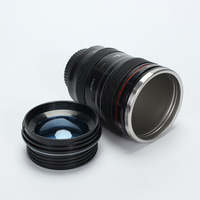 Mug à café en acier inoxydable en forme d'objectif d'appareil photo, tasse créative pour photographie, gobelet de voyage, cadeau pour les passionnés de photographie