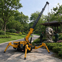 Mini-grue araignée sur chenilles de 4 tonnes avec flèche télescopique hydraulique de 11,6 m de rayon maximal pour le levage de panneaux de mur-rideau en verre sur toiture