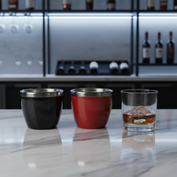 Seau à glace double paroi en acier inoxydable noir et blanc, seau à vin rouge pour bar KTV