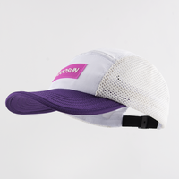 Gorra de 5 Paneles de Malla para Campamento, Tejido de Secado Rápido, Panel Frontal con Logotipo Impreso, Visera Plana, Gorra Deportiva Ajustable para Hombre