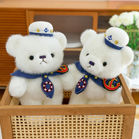 Perro de Peluche Náutico Súper Suave con Gorra y Collar de Marinero, Relleno de Algodón PP, Lavable, para Aliviar el Estrés y Decoración de Escritorio