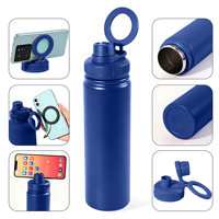 Bouteille d'eau sportive 18 oz en acier inoxydable 540 ml, gourde isotherme sous vide avec support magnétique pour téléphone