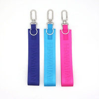 Lanière porte-clés personnalisée en nylon tissé jacquard brodé de haute qualité, couleur teinte sur mesure avec logo, accessoire mobile, bracelet de poignet