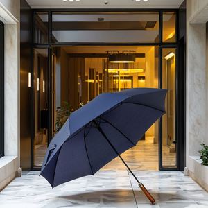 Parapluie de golf droit moderne grand format avec poignée en bois massif rétro, imprimé sur mesure, pour adultes, idéal pour cadeaux publicitaires - Product Image 1