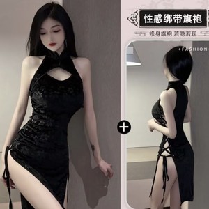 ชุดกี่เพ้าจีนคลาสสิกสำหรับสาวพลัสไซส์ ดีไซน์เซ็กซี่เย้ายวน ผ่าสูง แต่งลายนูน ขอบกำมะหยี่ ชุดยูนิฟอร์มสุดฮอต - Product Image 4