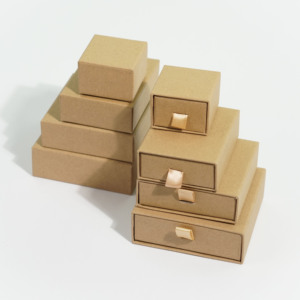 Cajón deslizante personalizable, caja de regalo de cartón con asa Kraft, alfombrilla de esponja, exhibición para joyería para presentar joyería fina y relojes - Product Image 3