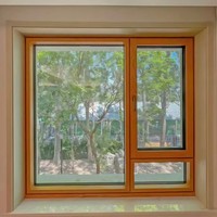 Ventanas Clásicas Tradicionales de Madera de Roble Rojo Norteamericano con Aluminio, Vidrio Templado Triple, Ventanas Abatibles y Giratorias Revestidas de Aluminio