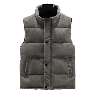 Heren Casual Corduroy Gewatteerd Puffer <span class=keywords><strong>Vest</strong></span> Winter Stand Kraag Rits Sluiting Gilet Jack Winddicht Buitenshuis Gebruik Gemaakt Polyester - Product Image 2