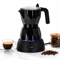 Cafetera Eléctrica Moka de 3 Tazas, Mini Cafetera Espresso con Tapa Transparente, Cafetera Personal sin Llama