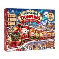 Dumpling Squishies, jouets à presser mignons et doux en forme de petits pains vapeur, Calendrier de l'Avent de Noël, 24 boîtes surprises en caoutchouc thermoplastique
