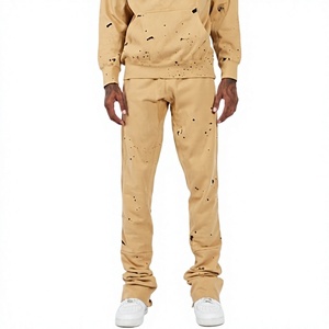 Conjunto Deportivo Personalizado Unisex con Sudadera Beige y Pantalones Acampanados, Sudadera Larga y Pantalones Deportivos, Ropa Casual de Otoño - Product Image 4