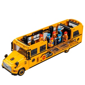 Montaje DIY 3D bloques de construcción acústica óptica inercia autobús escolar fricción coche de juguete niños música ligera tamaño grande coche eléctrico Juguetes - Product Image 1
