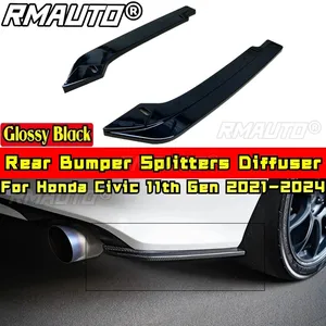 ชุดแต่งรอบคันสำหรับ Honda Civic รุ่นที่ 11 ปี 2021-2024 ชุดแต่งกันชนหลังแบบ Splitter Diffuse สีดำเงา สไตล์สปอร์ต อุปกรณ์ตกแต่งรถยนต์ - Product Image 3