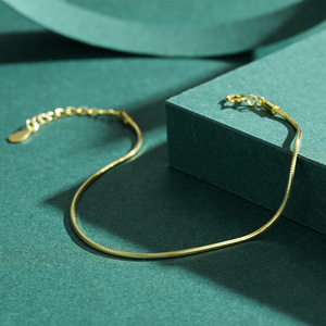 S925 silver chain <b>bracelet</b> Minimalist Gold Plated Chain <b>Bracelet</b> 22k Unisex Everyday Wear Simple Link Design Fine Jewelry - Product Image 5