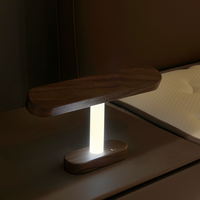 Nouvelle Lampe de Chevet LED Créative Tactile Rechargeable à Trois Couleurs pour Chambre, Multifonctionnelle, avec Horloge et Support en Bois