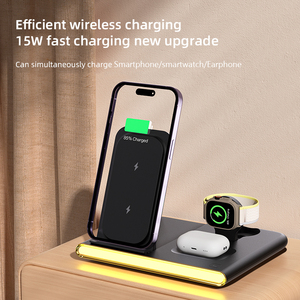 15W carga rápida nuevo diseño 3 en 1 cargador inalámbrico plegable banco de energía estación lámpara luz nocturna para iPhone 15 Pro <span class=keywords><strong>Max</strong></span> magnético - Product Image 2