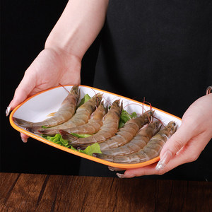 Platos ovalados de imitación de porcelana para platos fríos, plato de servir de dos colores para ingredientes de hot pot, para uso en restaurantes y fiestas. - Product Image 3