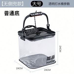 New Transparent Canvas Fishing Bucket Fishing <b>Rod</b> <b>Holder</b> Foldable 10L Capacity Multi-functional Portable Live Fish Container - Product Image 5