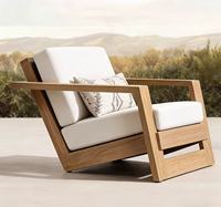 Canapé d'extérieur en teck haut de gamme, personnalisé, résistant aux intempéries, avec structure en aluminium thermolaqué, style nordique moderne, pour jardin, cour, balcon