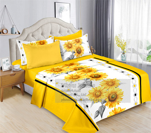 طقم أغطية سرير قطنية من 6 قطع لسرير كينج، طقم أغطية سرير مطبوع بنقوش زهرية لفصل الصيف - Product Image 4