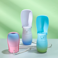 Bouteille d'eau et gamelles portables 2-en-1 pour chien, pliables, étanches IPX6, en plastique, couleur dégradée, écologiques pour l'extérieur
