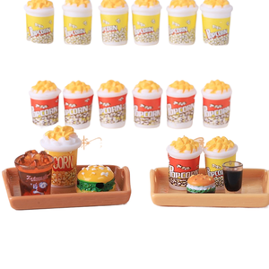 caoh Popcorn, <span class=keywords><strong>Burger</strong></span>, Cola Set, Maison de poupée, Jouets, Décorations, Artisanat en résine, Matériaux faits main DIY - Product Image 2