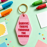 Nouveaux porte-clés en métal avec slogan amusant, vente en gros, porte-clés en plastique personnalisé avec logo, porte-clés d'hôtel imprimé mignon et personnalisable