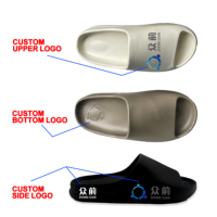 Claquettes unisexes en EVA avec logo personnalisé, pantoufles en peluche, chaussures en mousse à mémoire de forme, claquettes originales pour femmes