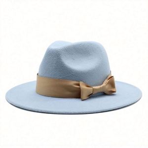 2 Tone <b>Wool</b> Felt Wide Brim Fedora Hats Women Wholesale 2022 Unisex - Product Image 2