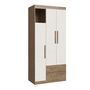 Armoire de style moderne BROMELIA 3 portes 2 tiroirs Meubles de chambre à coucher Panneau de particules Bois/Blanc cassé Couleur Brésilienne Top Design - Product Image 1
