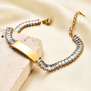 Bracelet en cristal avec incrustation de zircon 9 mm en acier inoxydable poli pour femme, à porter au quotidien - Product Image 4