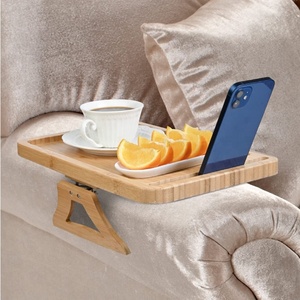 Bamboo <strong>Couch</strong> Arm <strong>Table</strong> Tray, <strong>Foldable</strong> Sofa Armrest Tray, Armrest <strong>Table</strong> for Food, Drinks, Snacks, Remote, Control, Phone - Product Image 5