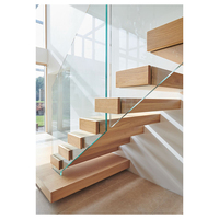 Escalier flottant moderne en bois, design d'escalier flottant, escalier flottant décoratif américain moderne, escalier flottant invisible en bois massif pour intérieur